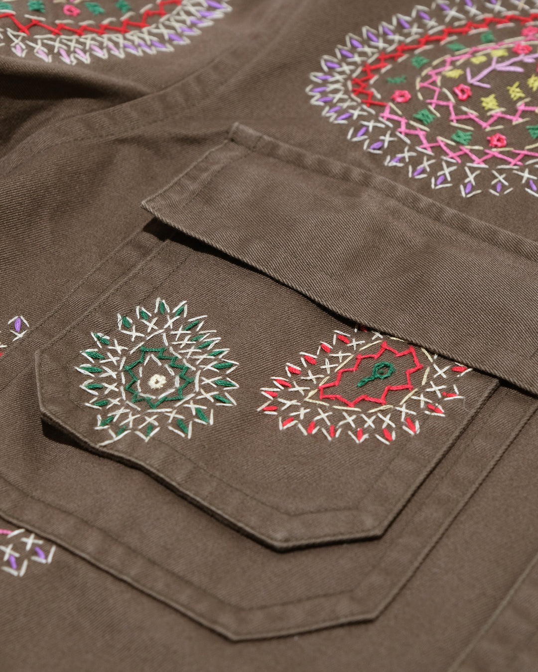Japanese Repro Long-Sleeve Shirt, M, Paul Smith, Brown with Multicolor Embroidered Paisley