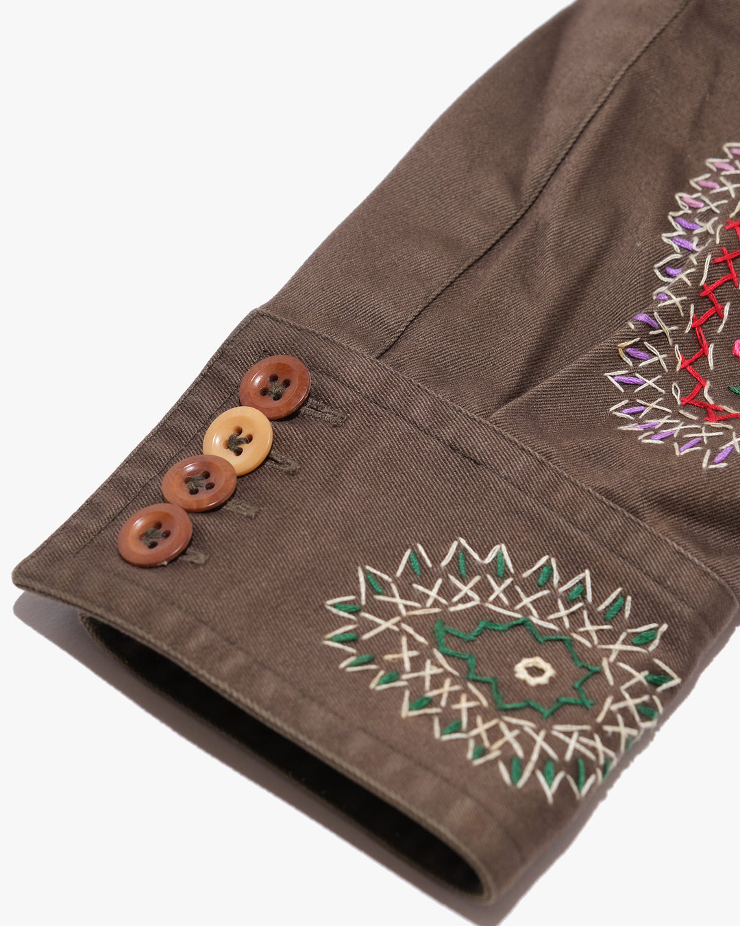 Japanese Repro Long-Sleeve Shirt, M, Paul Smith, Brown with Multicolor Embroidered Paisley