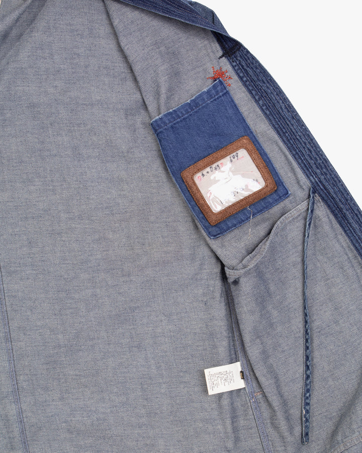 Japanese Repro Denim Robe, M, Kapital, Medium Wash with Multicolor Stitched Details
