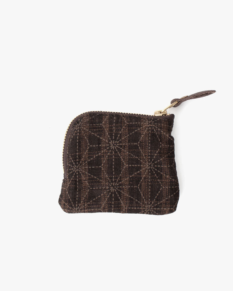Kiriko Original Zipper Wallet, Dotted Brown Asanoha and Shima