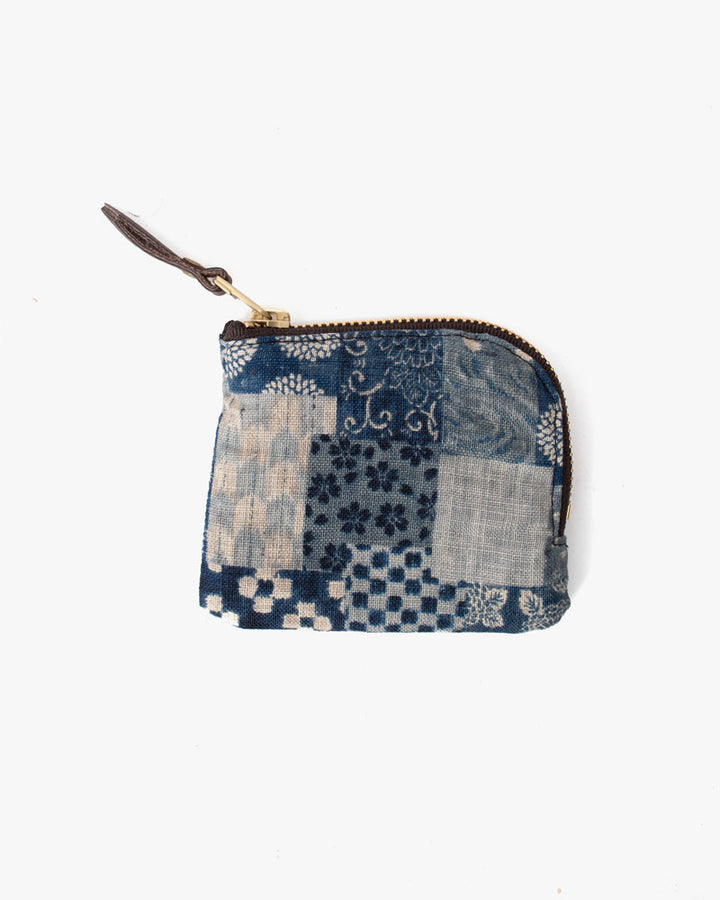 Kiriko Original Zipper Wallet, Washed Indigo Patchwork Style