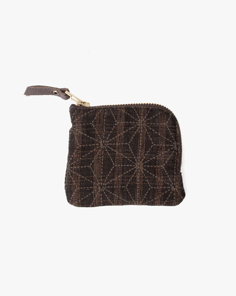 Kiriko Original Zipper Wallet, Dotted Brown Asanoha and Shima