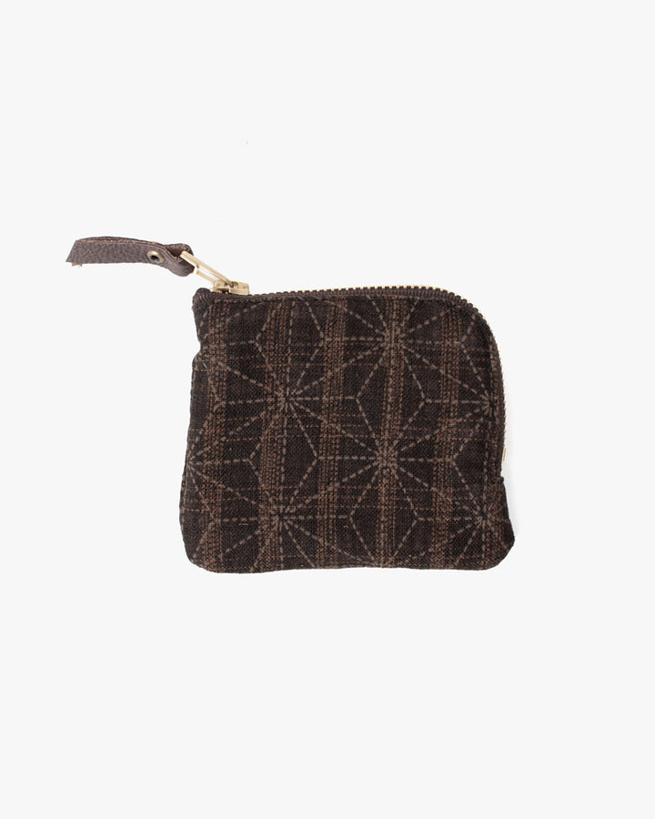 Kiriko Original Zipper Wallet, Dotted Brown Asanoha and Shima