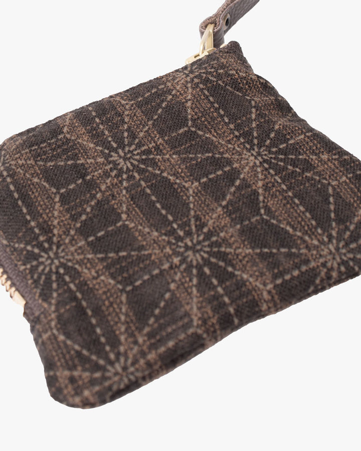 Kiriko Original Zipper Wallet, Dotted Brown Asanoha and Shima