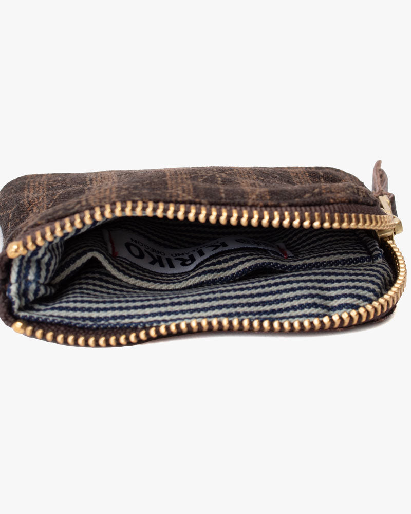 Kiriko Original Zipper Wallet, Dotted Brown Asanoha and Shima