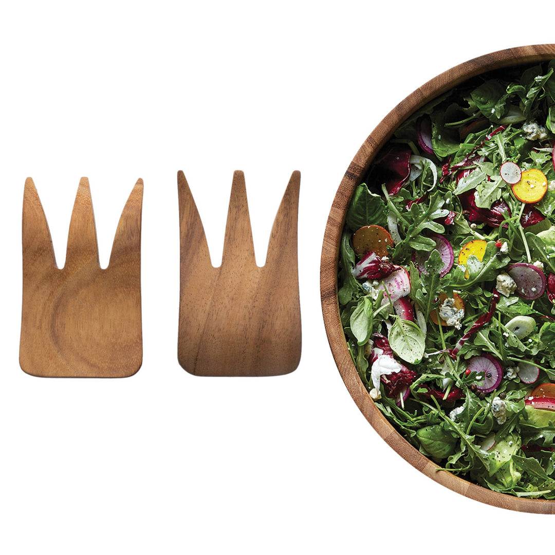 Ironwood, Bear Claw Salad Servers,Acacia, Set 2,1.5"x3.75"x6"