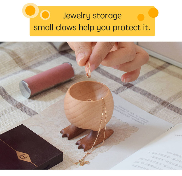 Senser Woodcraft, Wooden Egg Cup, Little Claw Design in Sapele &amp; Beech