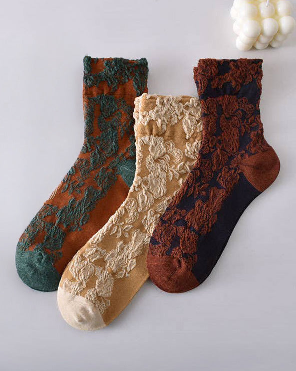 Tourtiwi, Tube Socks, Retro Embossed Three-Dimensional Pattern