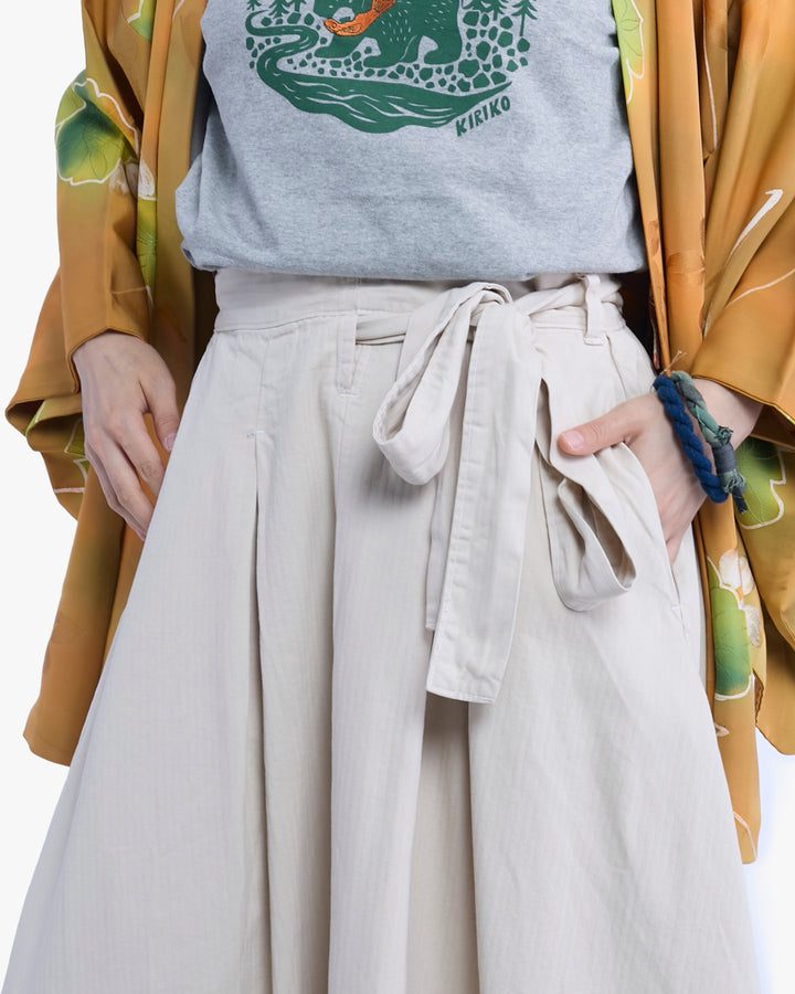 Prospective Flow Wrap Skirt, Kyu, Natural Herringbone