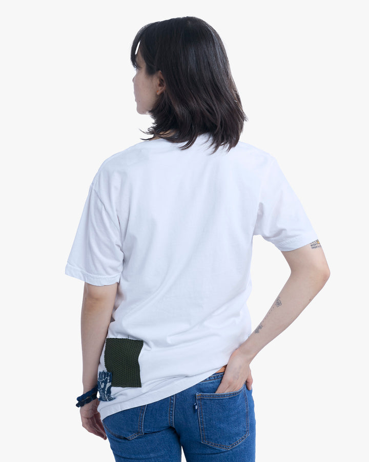 Kiriko Original Tee, 3.8 oz Cotton, Painter Tee with Patches, White
