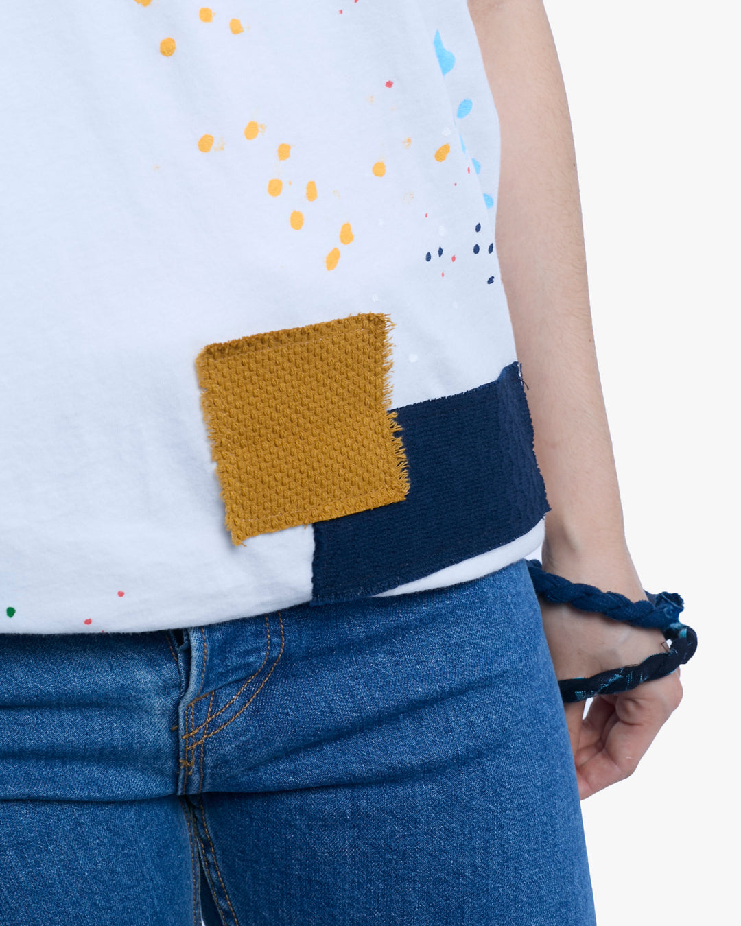 Kiriko Original Tee, 3.8 oz Cotton, Painter Tee with Patches, White