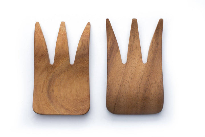 Ironwood, Bear Claw Salad Servers,Acacia, Set 2,1.5"x3.75"x6"