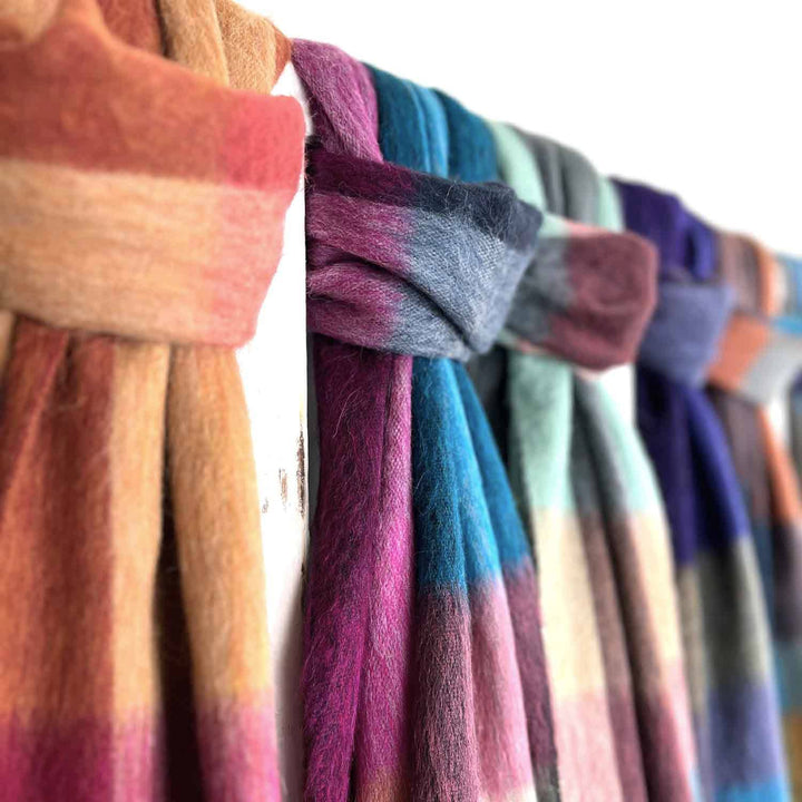 Alpaca Plaid Scarf - Steel