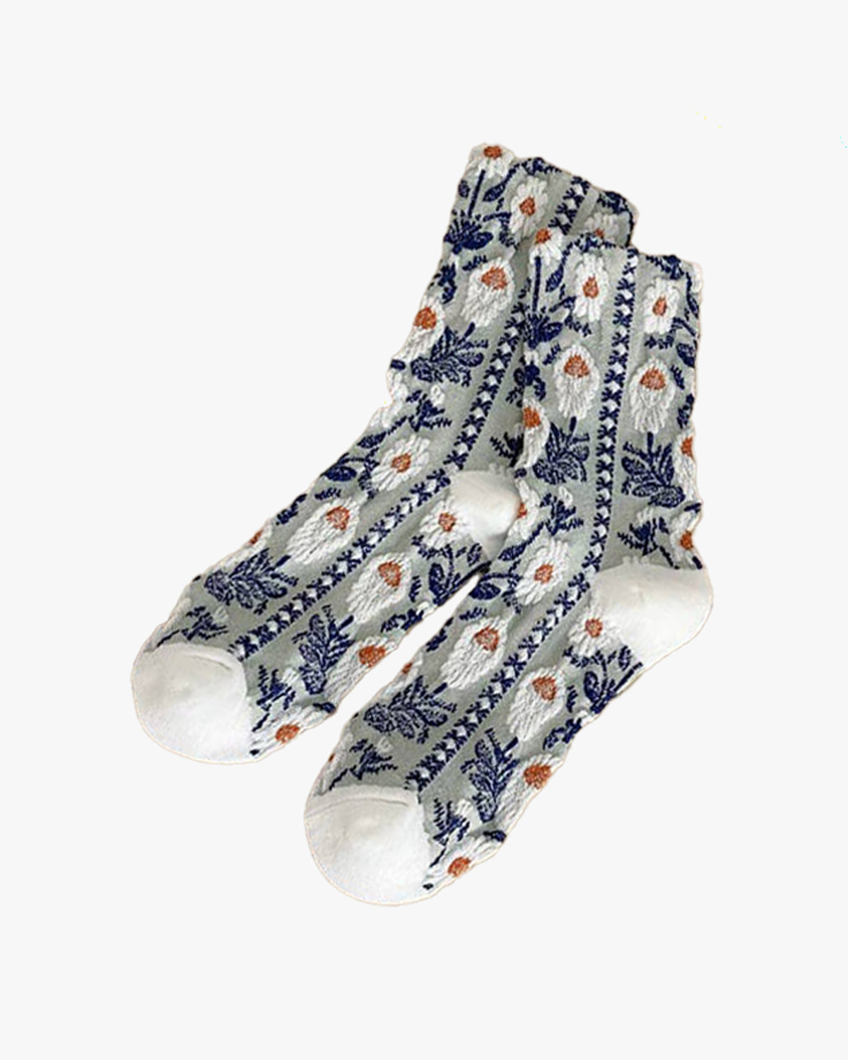 Tourtiwi, Crew Socks, Embossed Retro Oil Painting Style Floral
