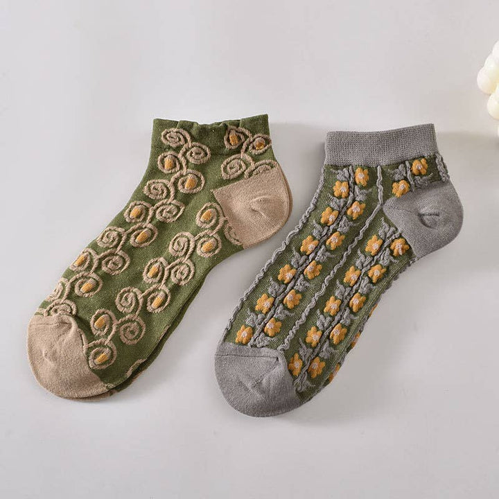Tourtiwi, Ankle Socks, Embossed Retro Floral