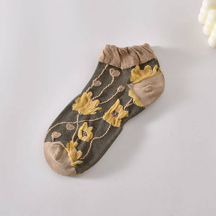 Tourtiwi, Ankle Socks, Embossed Retro Floral