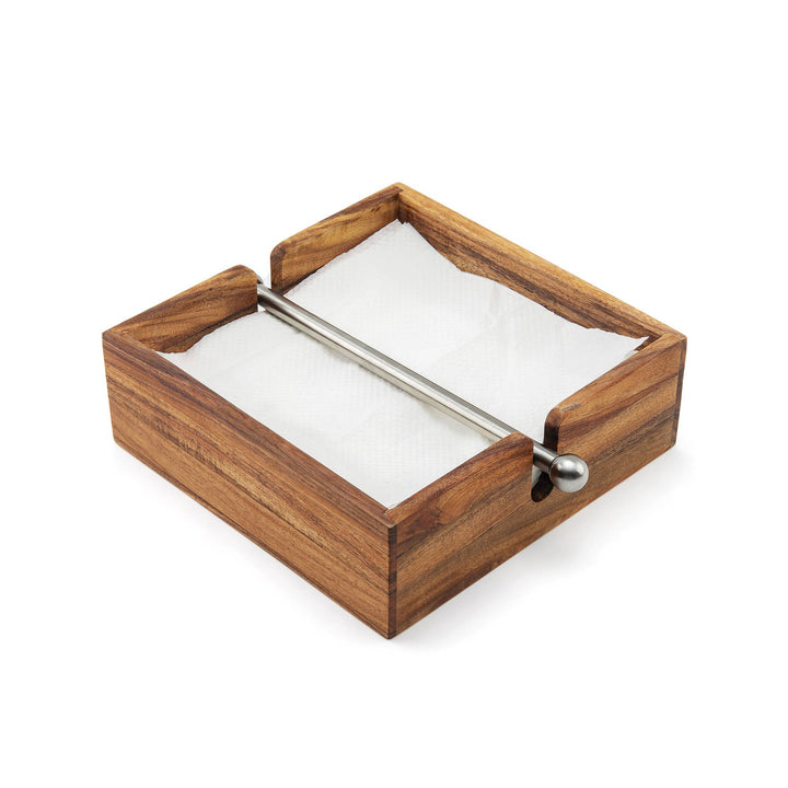 Fox Run Brands, Ironwood Gourmet Napkin Holder, Acacia Wood, 7" x 7"
