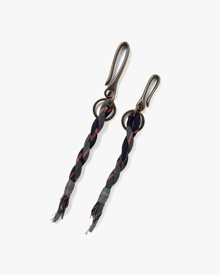 Boet x Kiriko Keychain, Boro, Dark Indigo with White and Pink Plaid