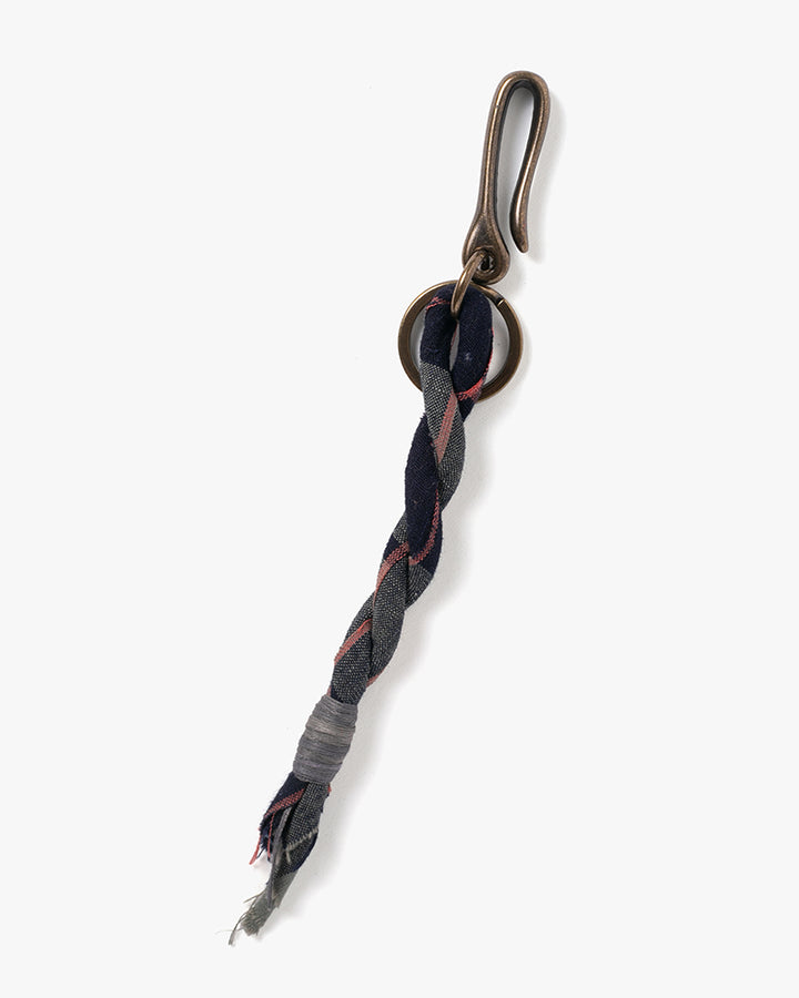 Boet x Kiriko Keychain, Boro, Dark Indigo with White and Pink Plaid