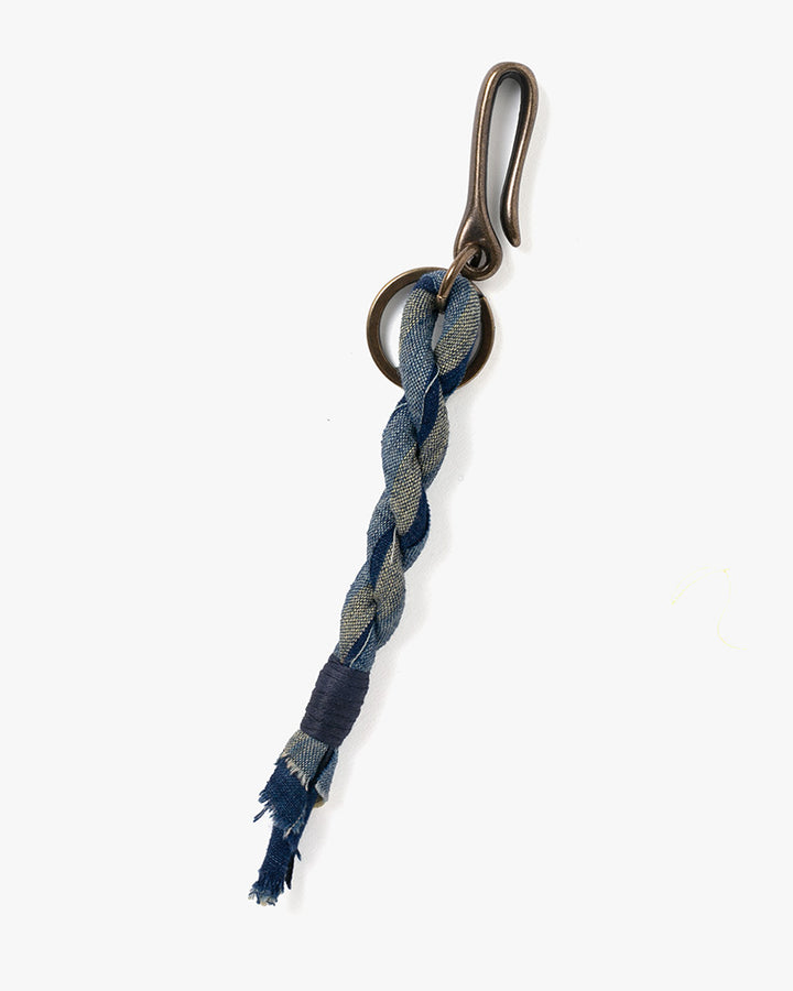 Boet x Kiriko Keychain, Boro, Indigo with Yellow and White Shima