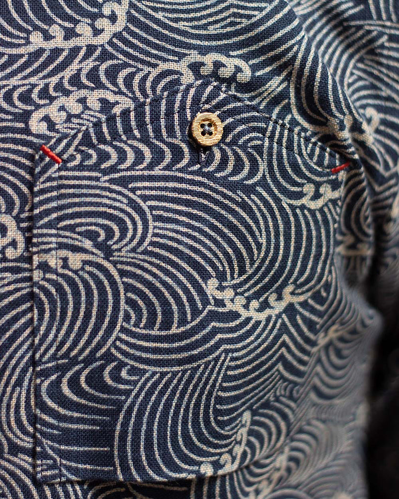 Kiriko Original Button-Up Shirt, Long Sleeve, Indigo Nami
