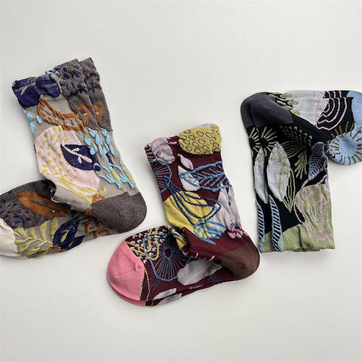 Tourtiwi, Crew Socks, Embossed Abstract Botanical