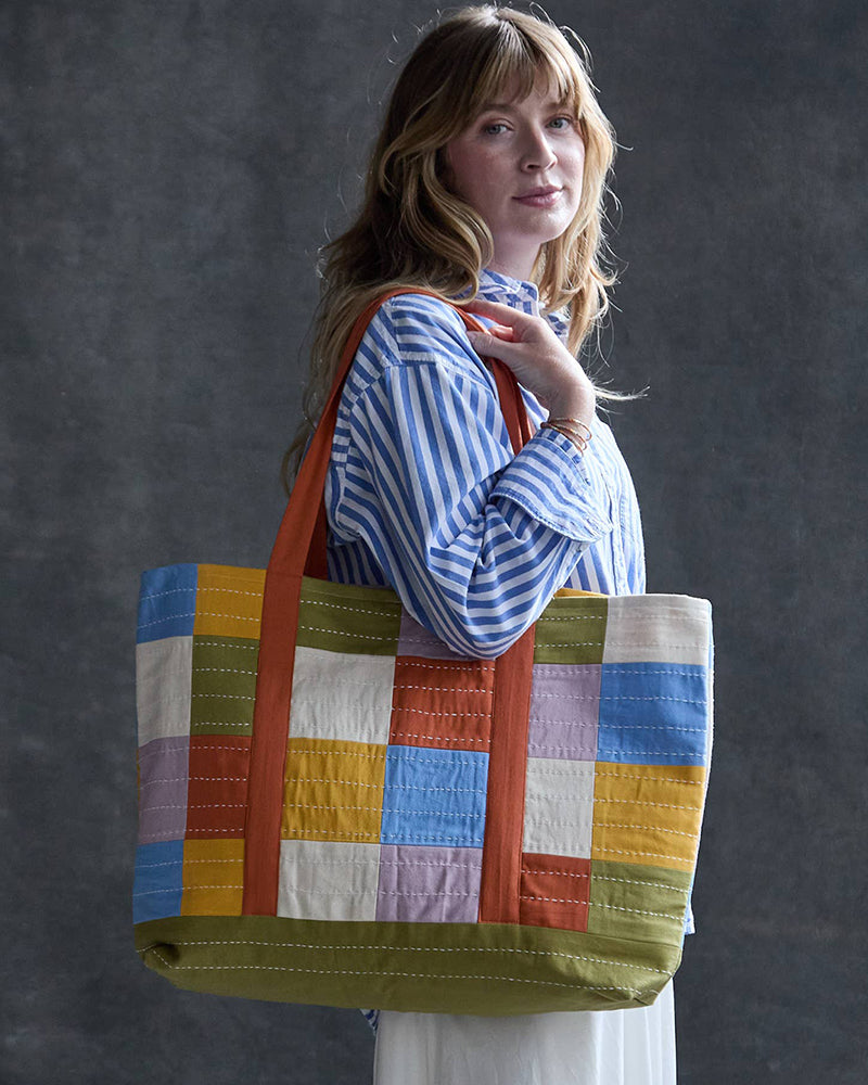 Anchal, Checkered Canvas Tote Bag