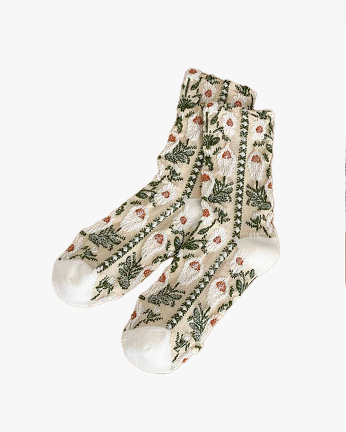 Tourtiwi, Crew Socks, Embossed Retro Oil Painting Style Floral