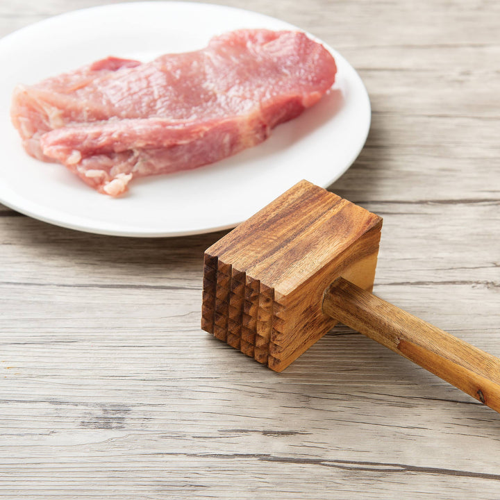 Ironwood Acacia Wood Meat Tenderizer, 11.75" x 3" x 1.75"