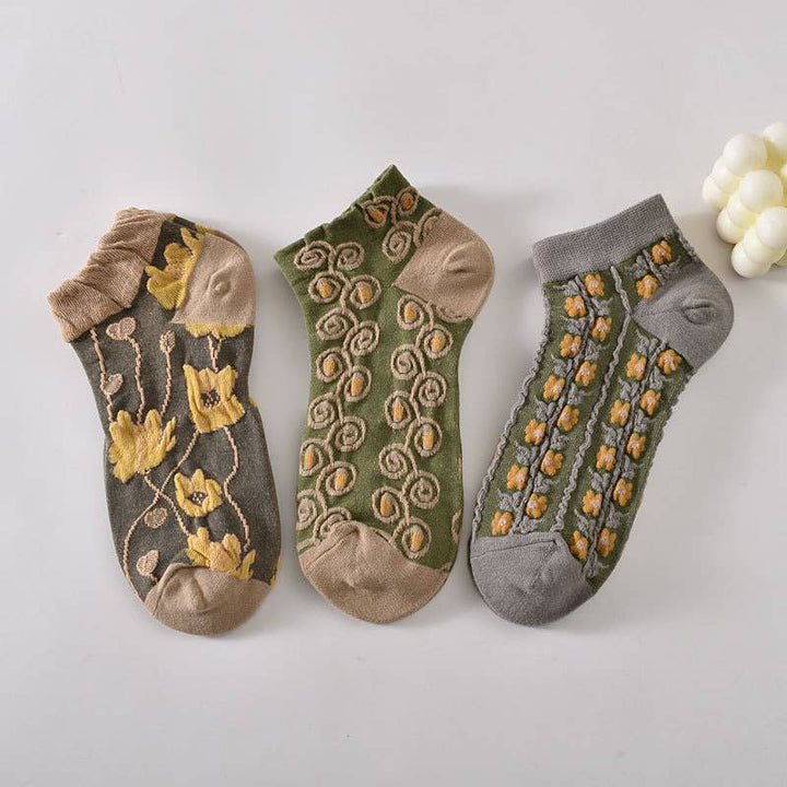 Tourtiwi, Ankle Socks, Embossed Retro Floral