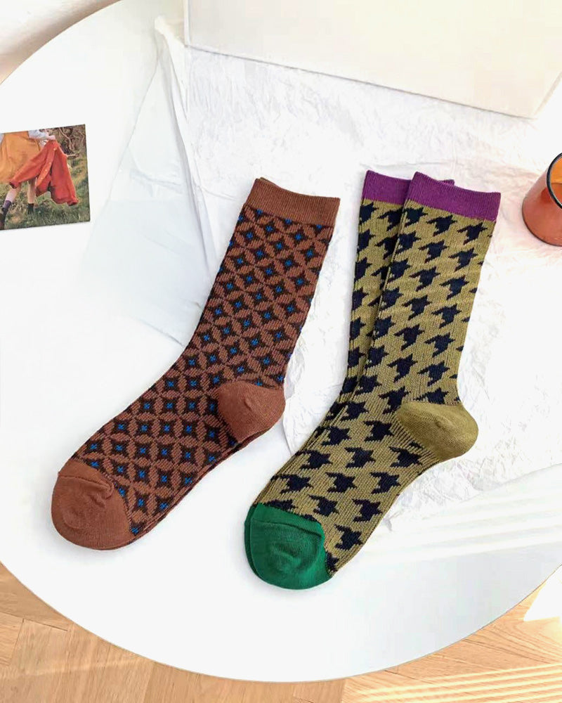 Tourtiwi, Retro Contrast, Crew Socks