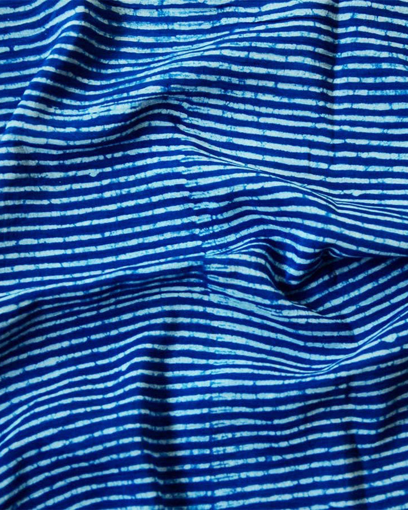 Ichcha, Indigo Blue Beach Life Stripe, Block Printed Scarf