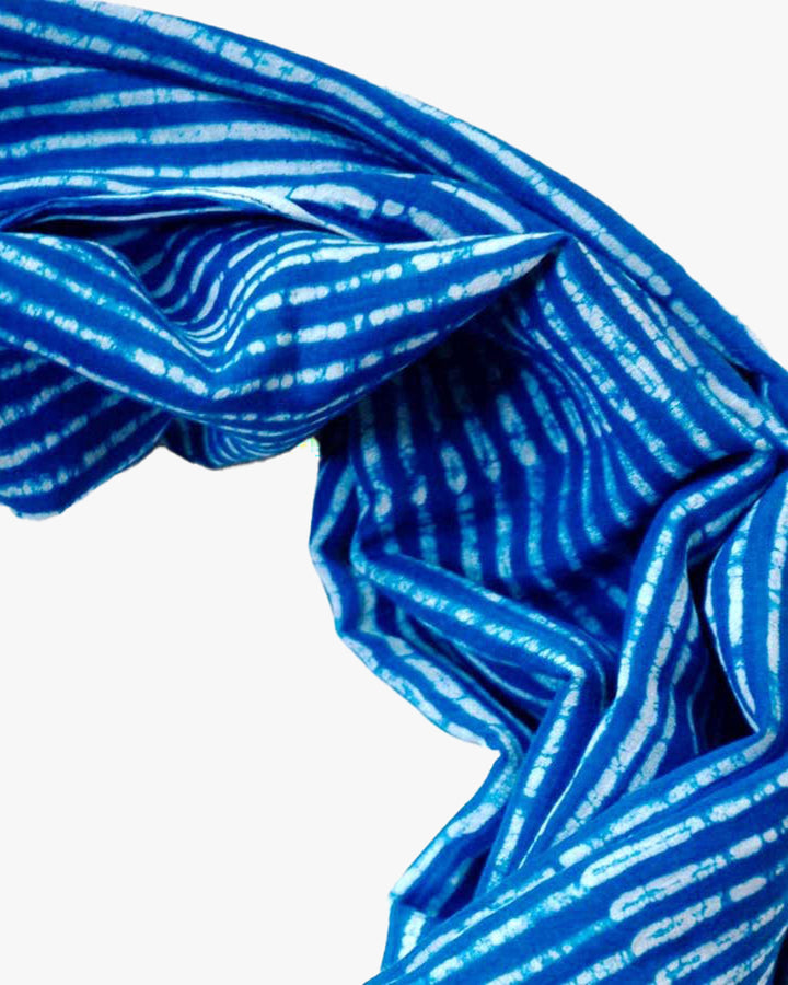 Ichcha, Indigo Blue Beach Life Stripe, Block Printed Scarf