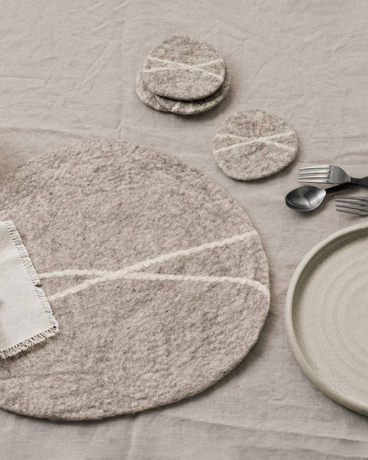 Danica Heirloom, Striato Felt Wool Coasters, Flint, Set of 4