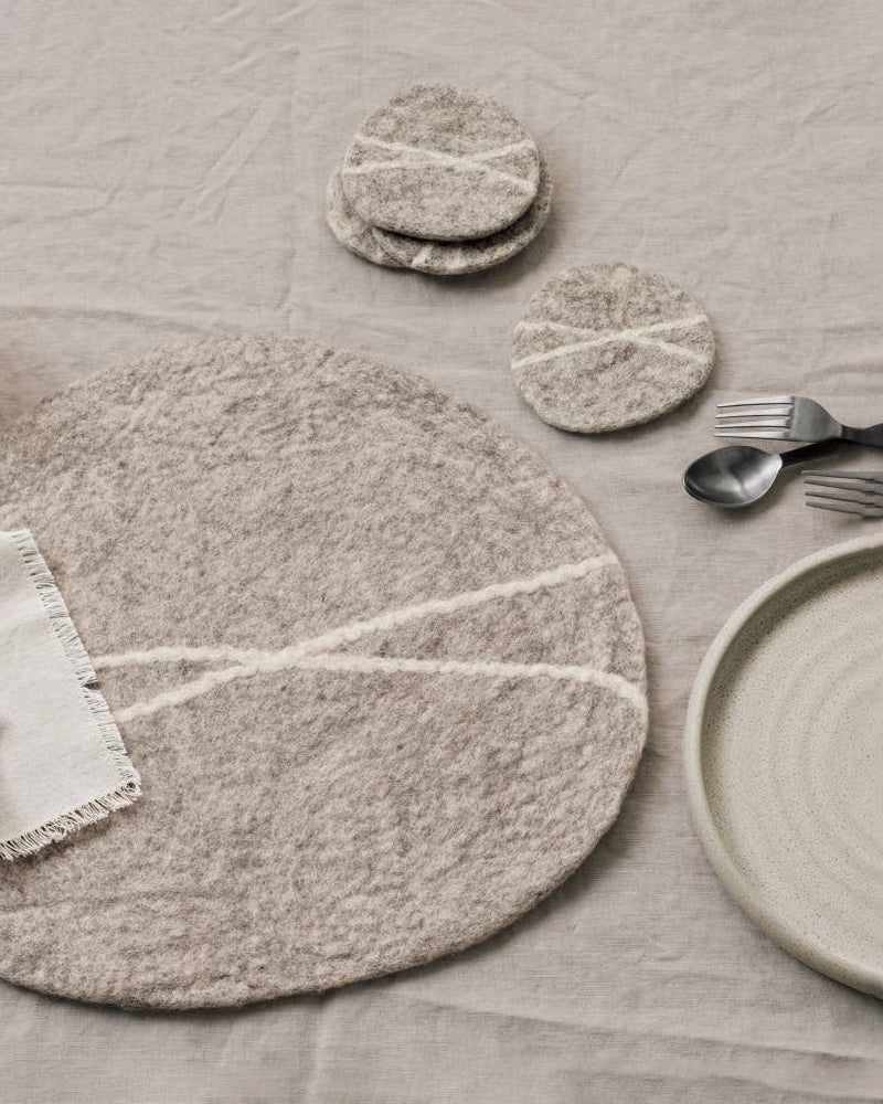 Danica Heirloom, Striato Felt Wool Coasters, Flint, Set of 4