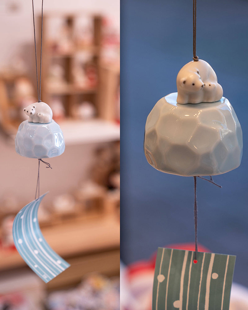 Yakushi Kiln Seto Wind Chimes, Polar Bear Parent and Child