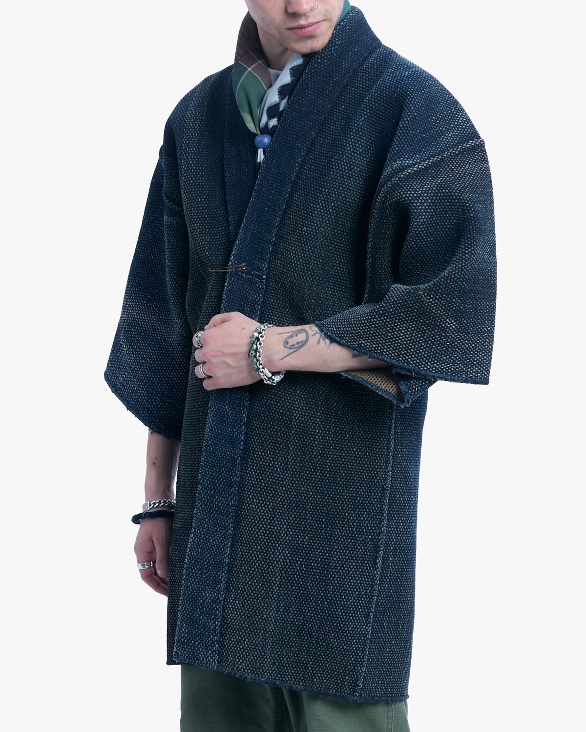 Vintage Happi Robe, Indigo with Brown Lining