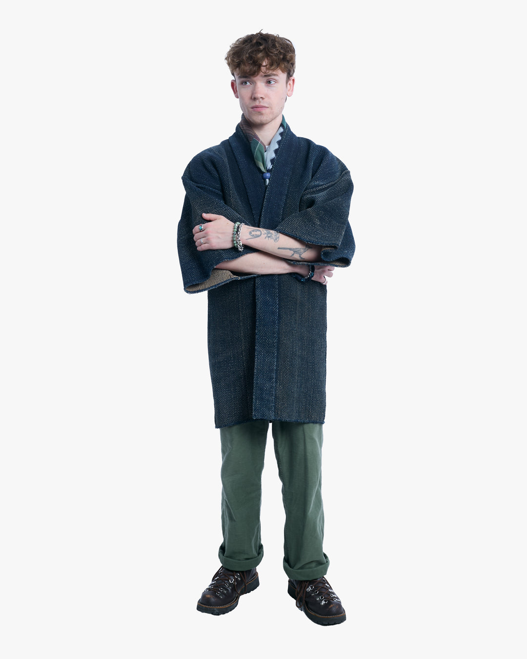 Vintage Happi Robe, Indigo with Brown Lining
