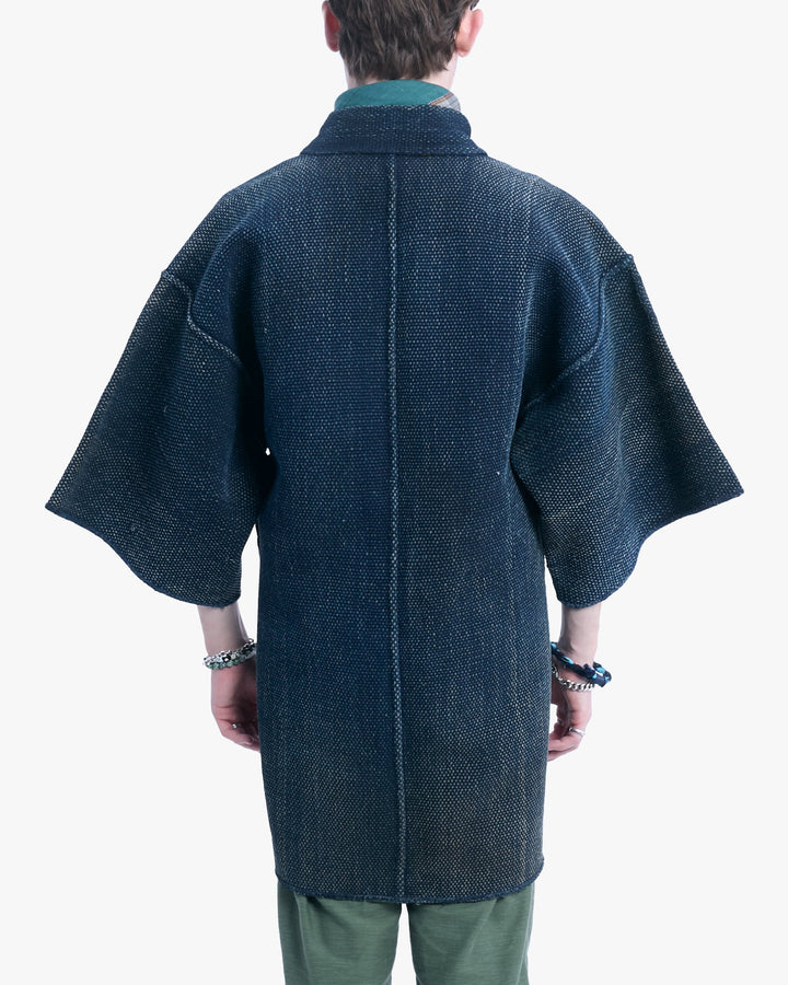 Vintage Happi Robe, Indigo with Brown Lining