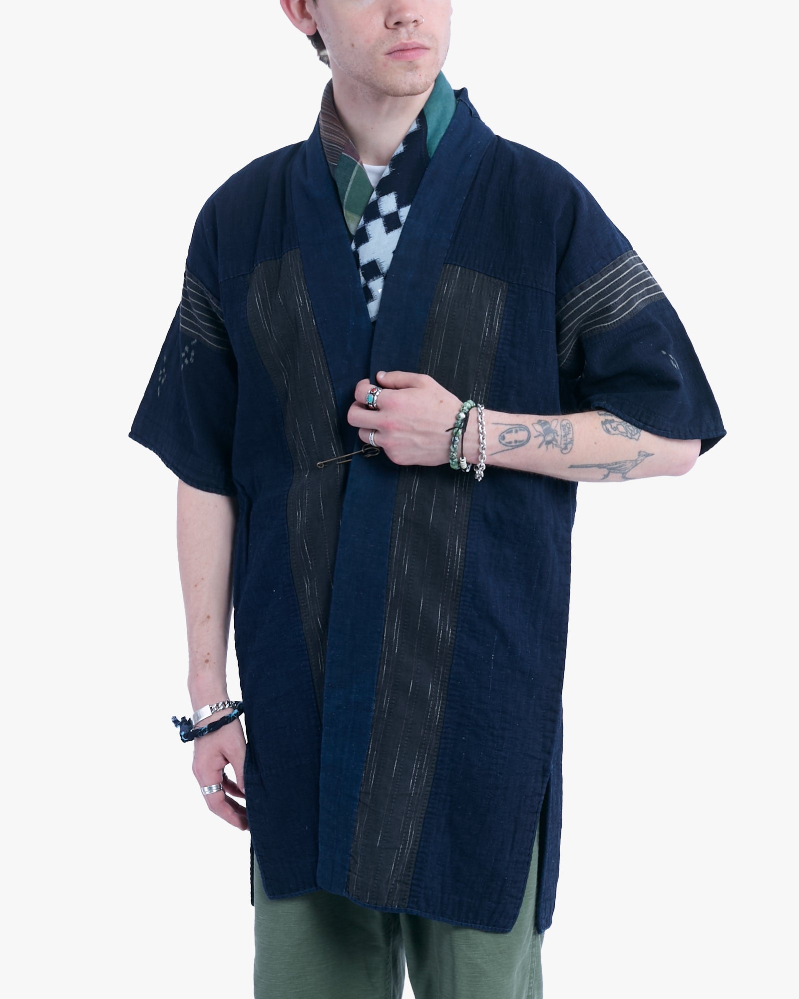 Vintage Noragi Jacket, Reversible, Boro Patched and Sashiko Stitched