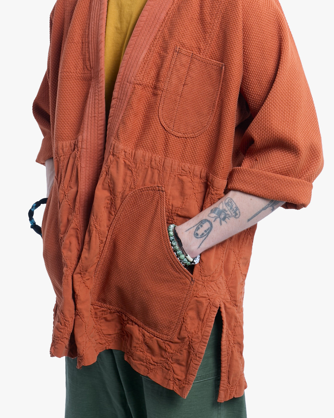 Kiriko Custom Dyed Kendogi Jacket with Pockets, Kakishibu, Sashiori Style B
