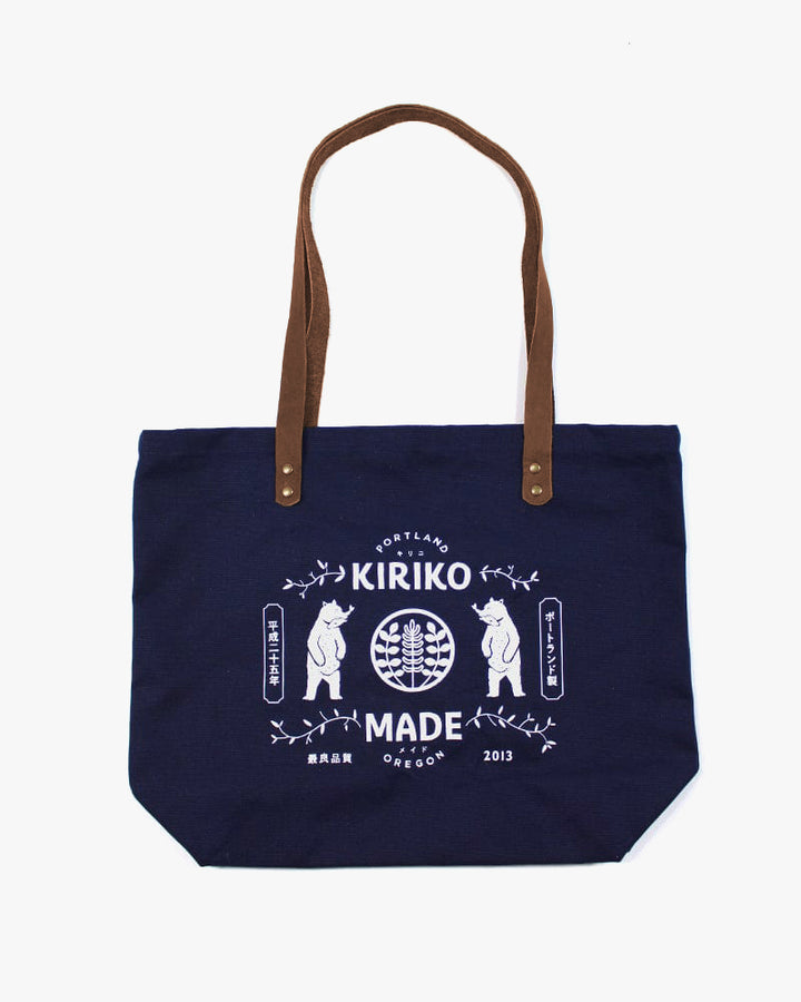 Kiriko Original Large Tote Bag, Canvas, Navy Bear