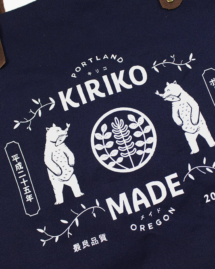 Kiriko Original Large Tote Bag, Canvas, Navy Bear