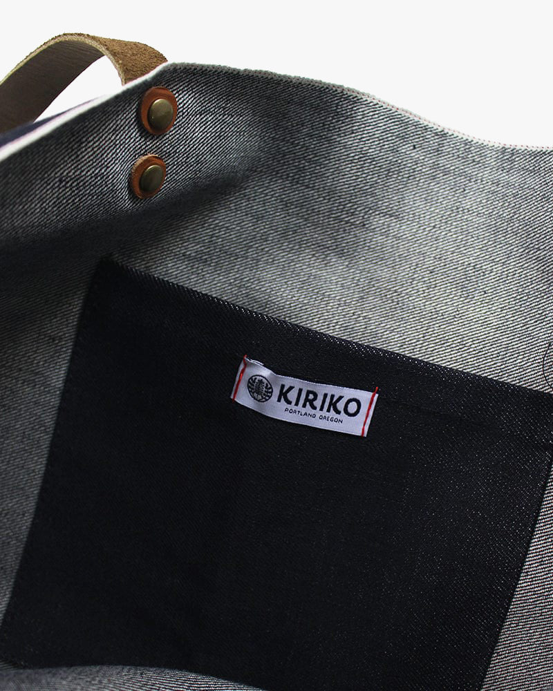Kiriko Original Large Tote Bag, Selvedge Denim, Indigo Bear