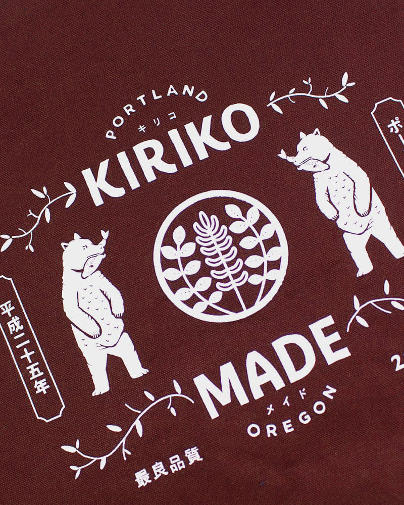 Kiriko Original Large Tote Bag, Canvas, Maroon Bear