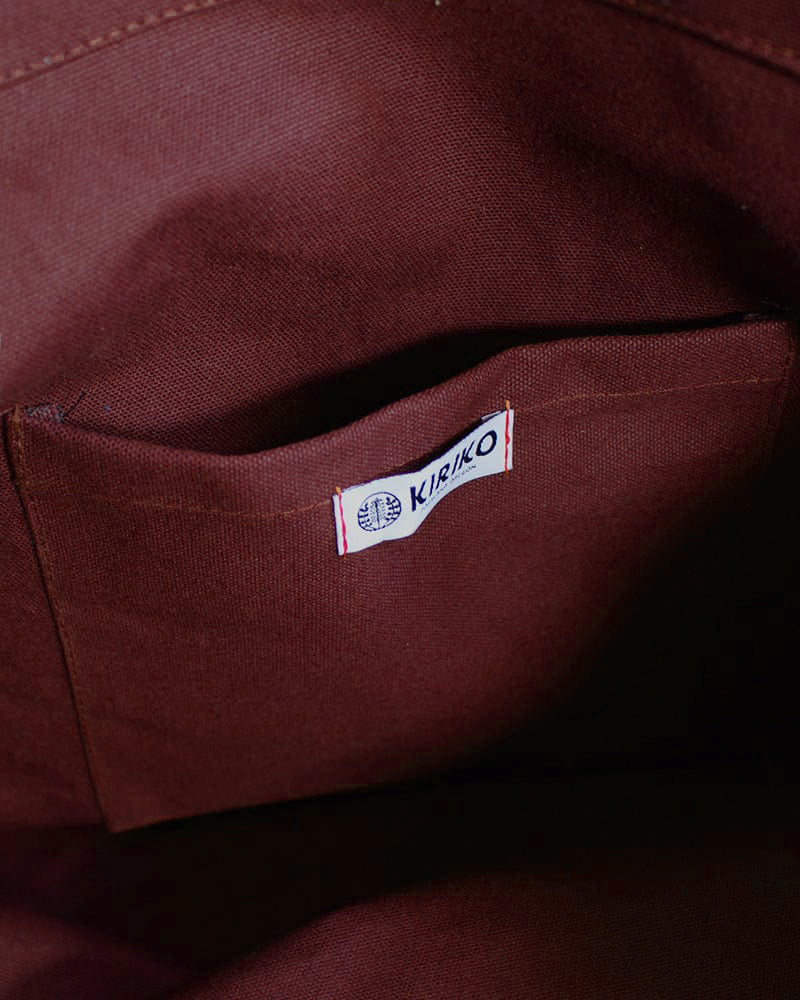Kiriko Original Large Tote Bag, Canvas, Maroon Bear