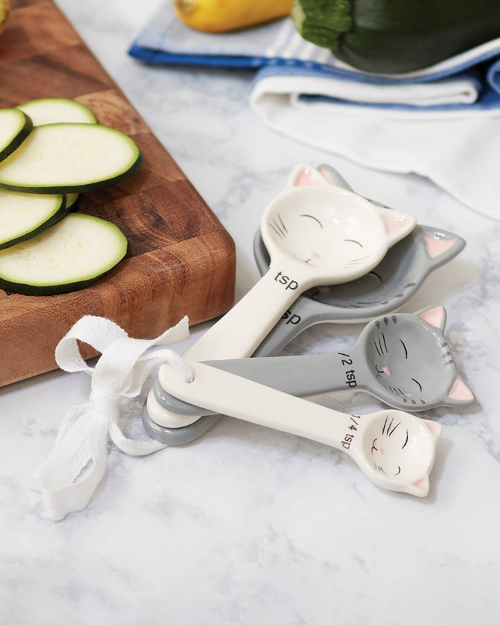 Fox Run Brands, Ceramic Measuring Spoon, Cute Little Kittens, Set of 5