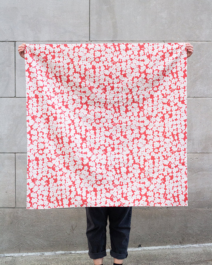 Modern Furoshiki, Musubi, Reversible, Isa Monyo, Sakura, Pink and Green, 41" x 41"