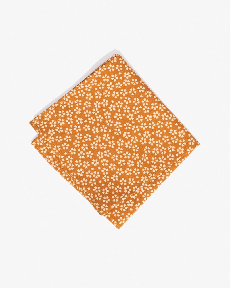 Kiriko Original Pocket Square, Orange Small Sakura