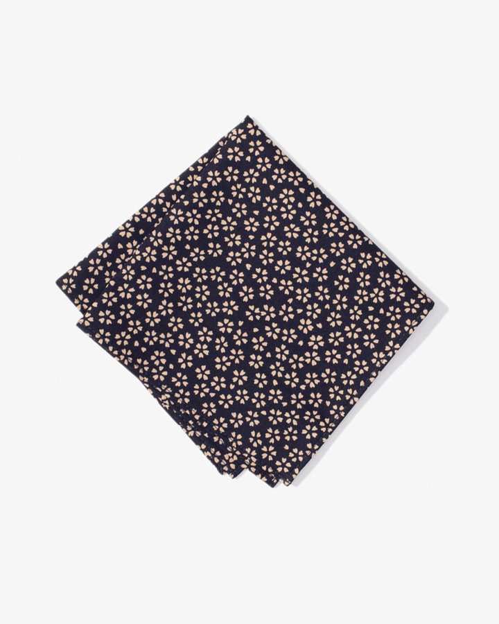 Kiriko Original Pocket Square, Indigo Small Sakura